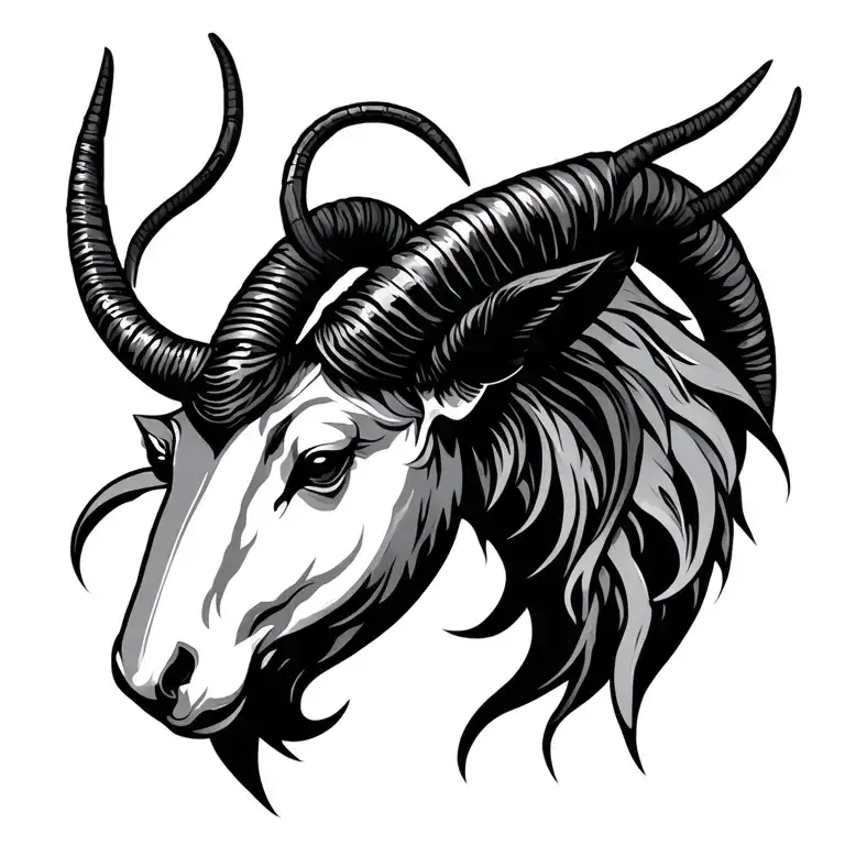 bio mechanical Capricorn symbol tattoo design idea