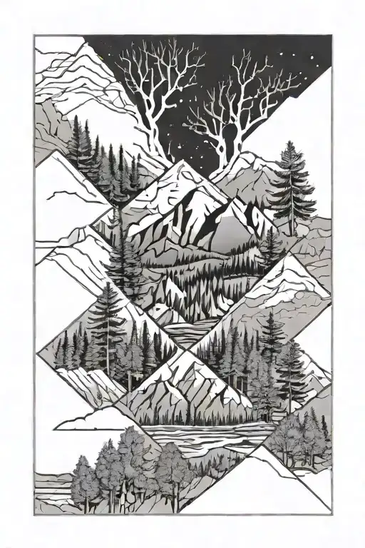 Mountains, Aspens, "tokle" spelled somewhere tattoo design idea