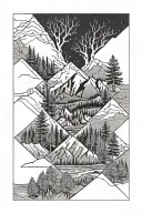 Mountains, Aspens, "tokle" spelled somewhere tattoo design idea