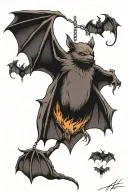 hanging bat tattoo design idea