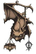 hanging bat tattoo design idea