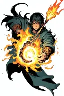 mage casting a fireball tattoo design idea