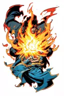 mage casting a fireball tattoo design idea