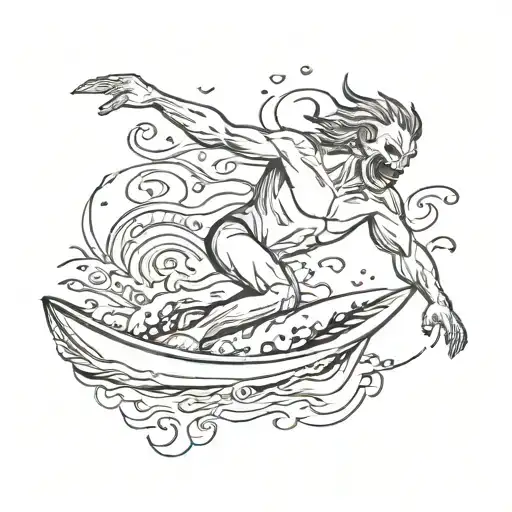 surfing demon tattoo design idea