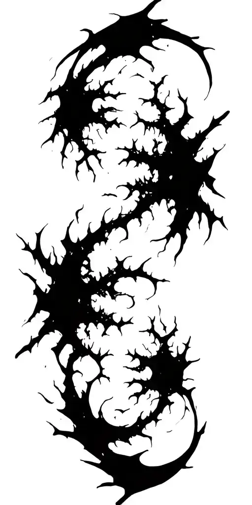 Raw Blackwork Chaotic Bold Strokes Flow Brutalist Dark Abstract Lettering Thorns Expressive Anatomical Horror tattoo design idea