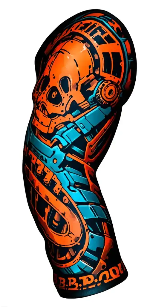 "B.B.P.O." "B.B.P.O." biomechanical arm sleeve tattoo design idea