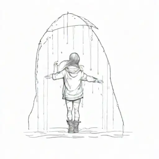 a girl with braid standing in the rain  tattoo design idea