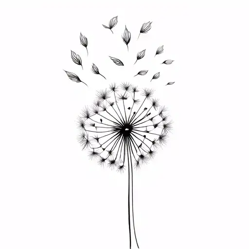 dandilion with flying seeds  tattoo design idea