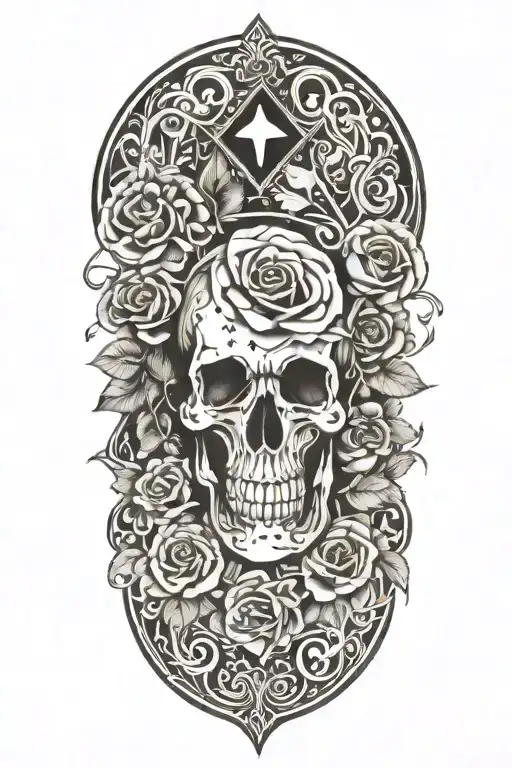 Western,Playing Cards, Roses,Barbed wire,Cross tattoo design idea