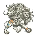 lion and elephant   tattoo design idea