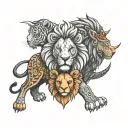 lion and elephant   tattoo design idea
