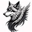 Phoenix And Wolf tattoo design idea