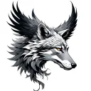 Phoenix And Wolf tattoo design idea
