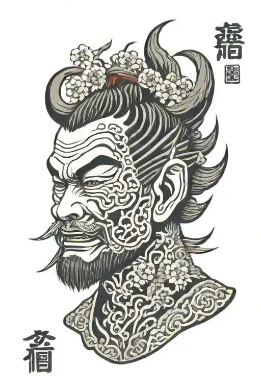 japanese namakubi head small tattoo design idea