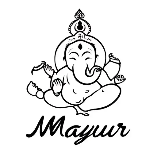 Mayur name hidden in ganpati design featuring tattoo design idea