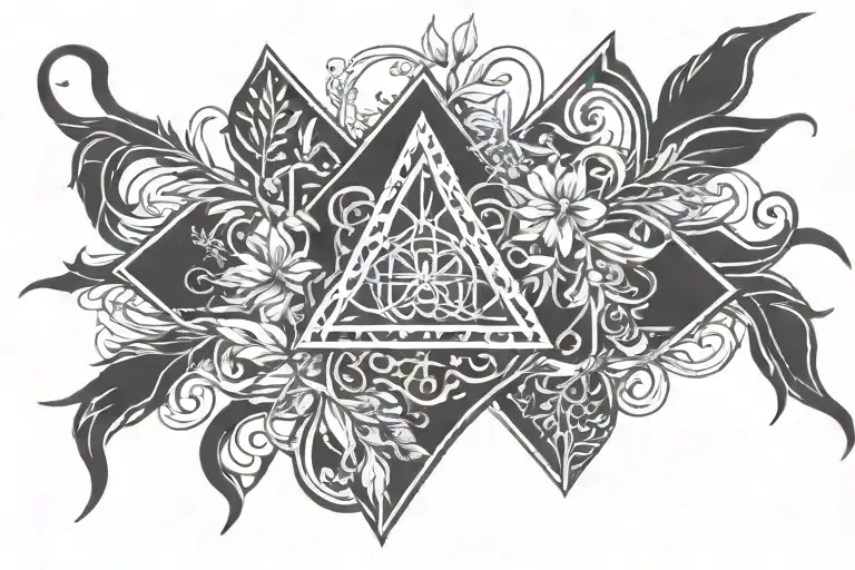 cyber sigilism back tattoo symmetric rosemary branches crossed tattoo design idea