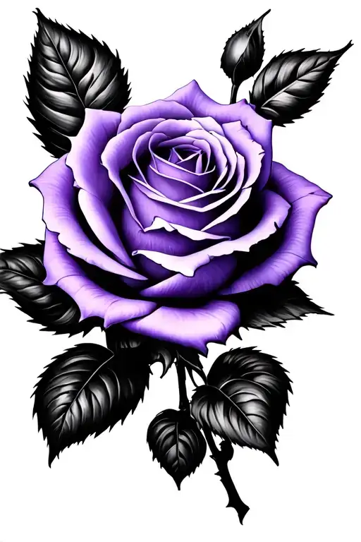 A single purple rose tattoo design idea