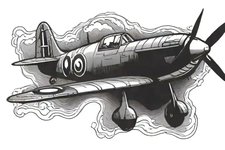 spitfire fighter plane tattoo design idea