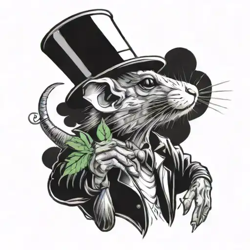 allien stoner rat smoking weed tattoo design idea