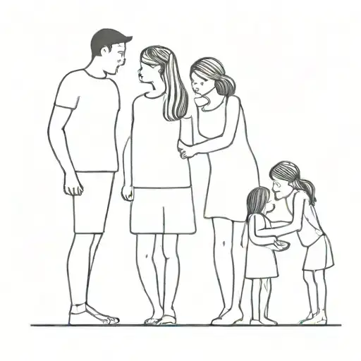a family with parents and 3 daughters tattoo design idea