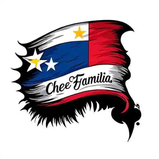 Chile flag with the text familia somewhere tattoo design idea