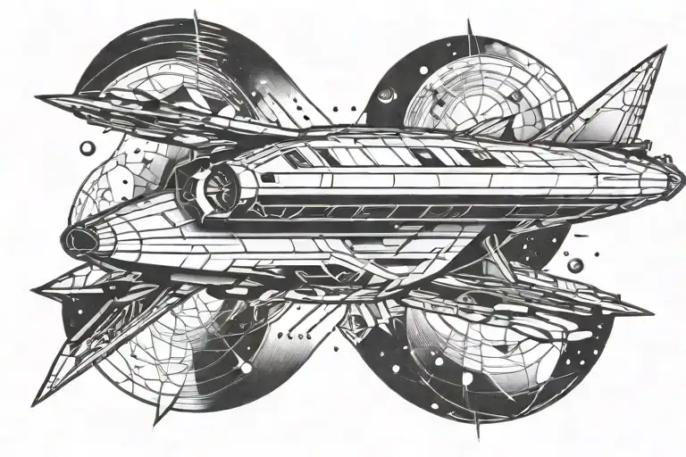 stargate spaceship flying tattoo design idea