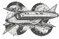 stargate spaceship flying tattoo design idea