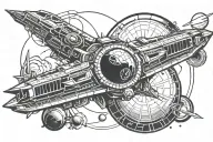 stargate spaceship flying tattoo design idea