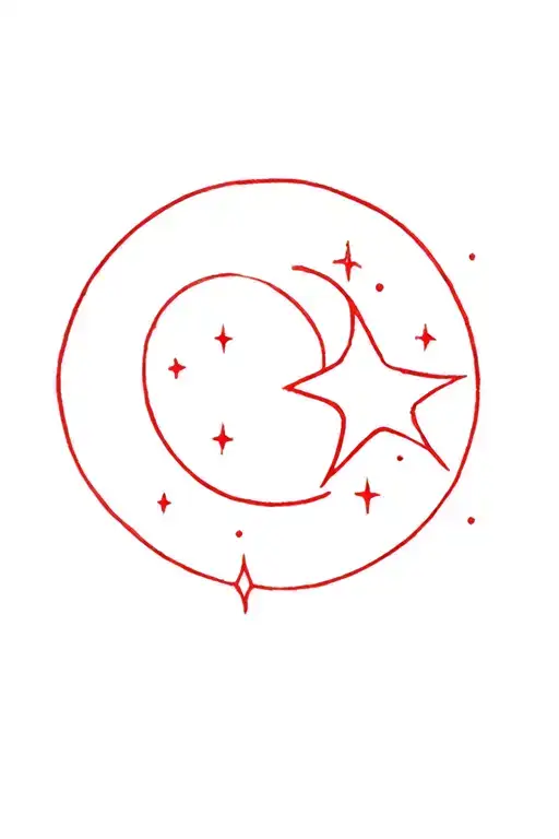 eating disorder tattoo recovery moon and stars forming color red  tattoo design idea