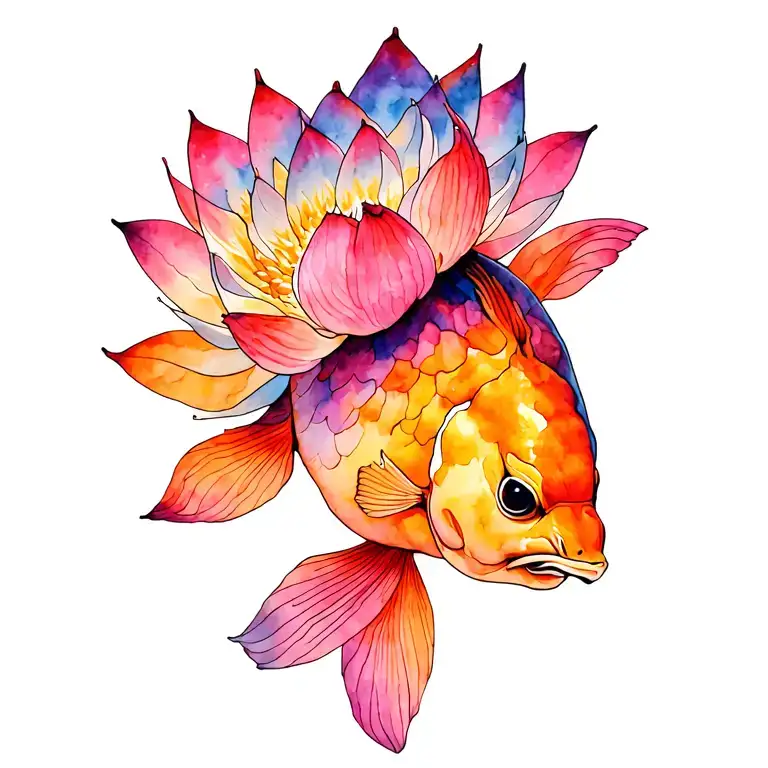 Carp lotus tattoo design idea