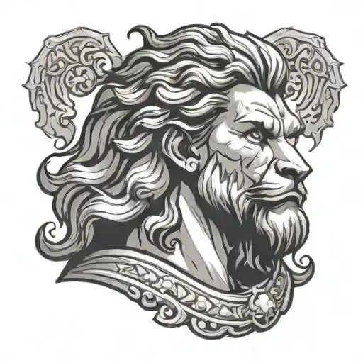 Hercules wearing lion head tattoo design idea
