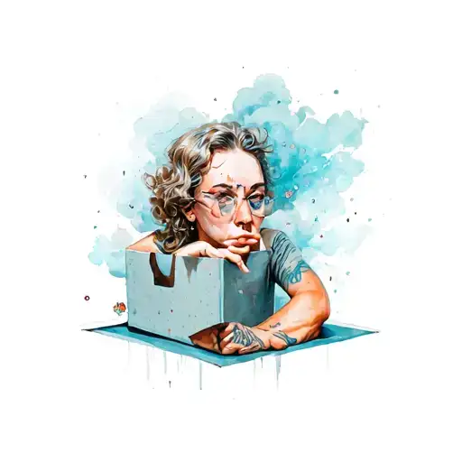 thinking outside the box tattoo design idea