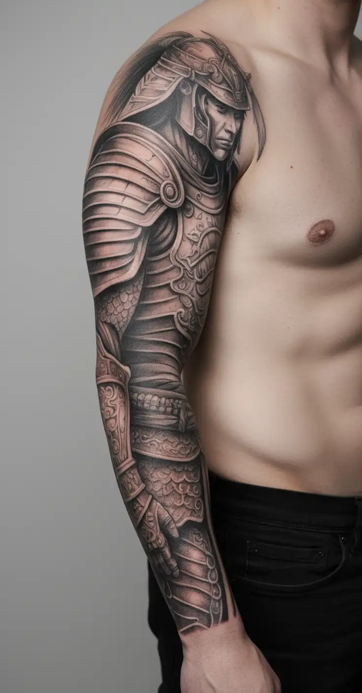 samurai warrior armour tattoo design idea
