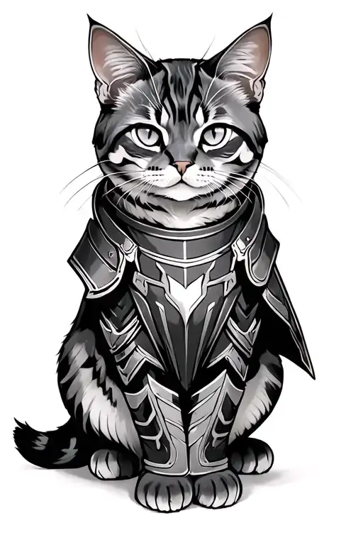 Standing Cat with an armor full body tattoo design idea