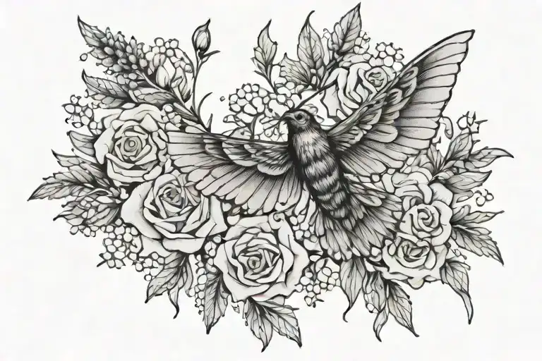 And when you finally fly away I'll be hoping that I served you well- with lavender flowers  tattoo design idea