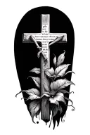cross with bible scripture tattoo design idea
