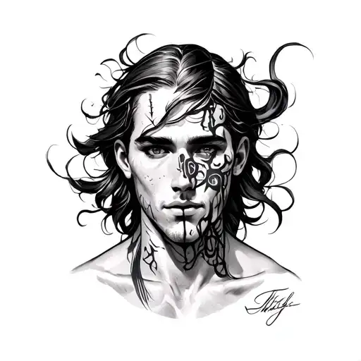 emphasises chest and shoulder muscles, covers up ftm top surgery scars tattoo design idea