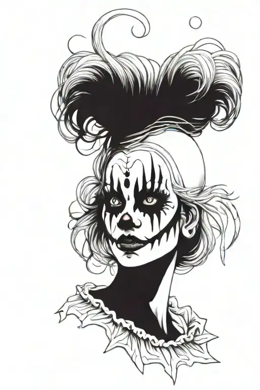 scary clown woman tattoo design idea