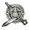 marines commando dagger combined tattoo design idea