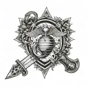 marines commando dagger combined tattoo design idea