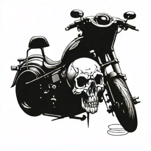 chopper and skull wearing tattoo design idea