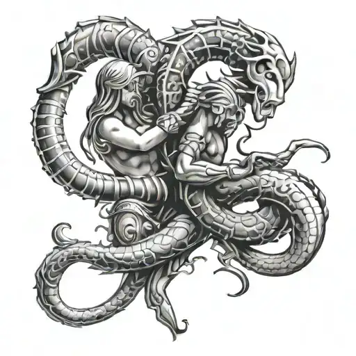 aquarius and scorpio tattoo design idea