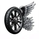 wheel and wings tattoo design idea