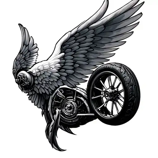 wheel and wings tattoo design idea