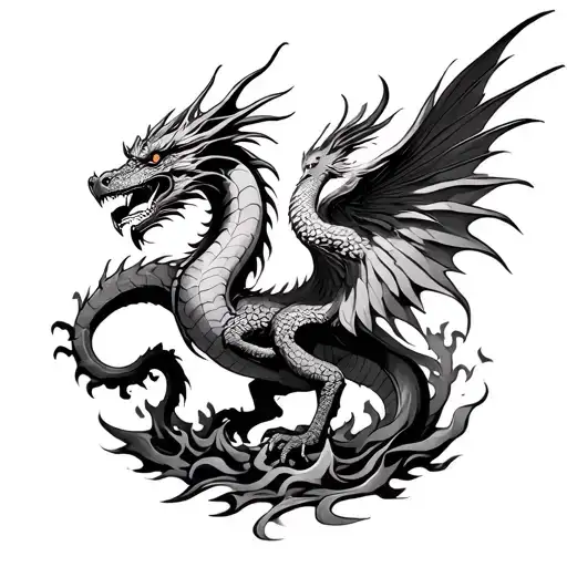 dragon and phoenix rising from the ashes tattoo design idea