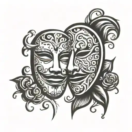 Happy And Sad Mask tattoo design idea