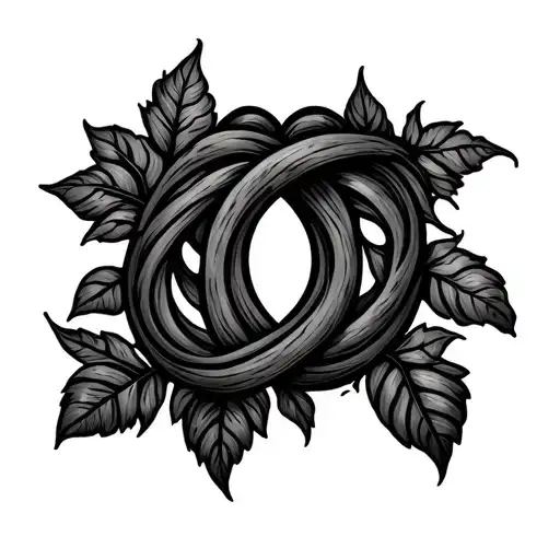 Ayahuasca vine in shape of infinity symbol integrated tattoo design idea