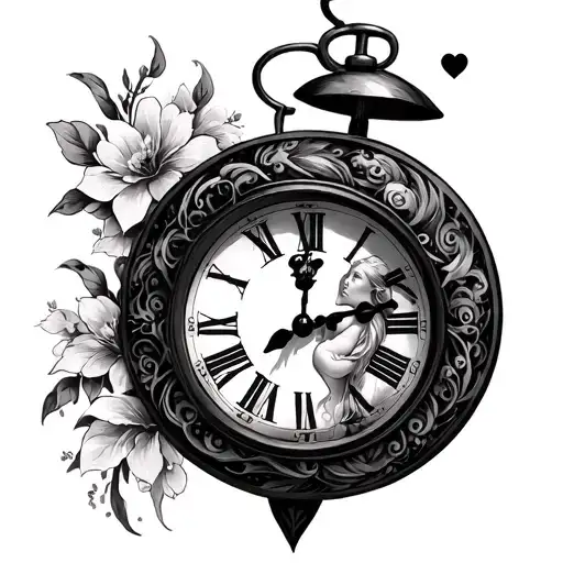 daughter birth clock embedded tattoo design idea