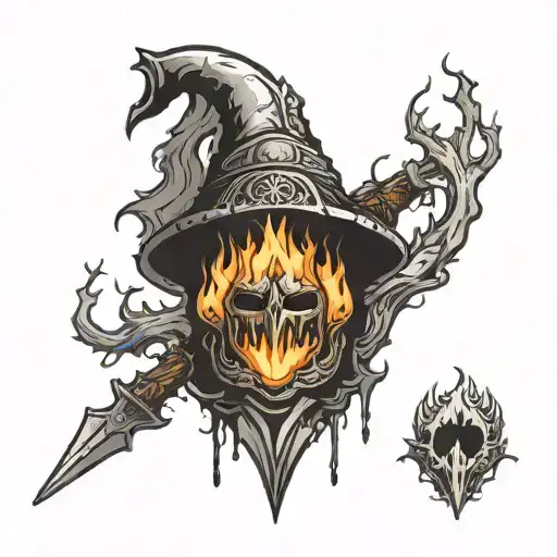 dark souls bonfire tattoo design idea