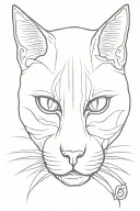 evil cat full face tattoo design idea